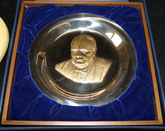 Boxed silver Churchill dish